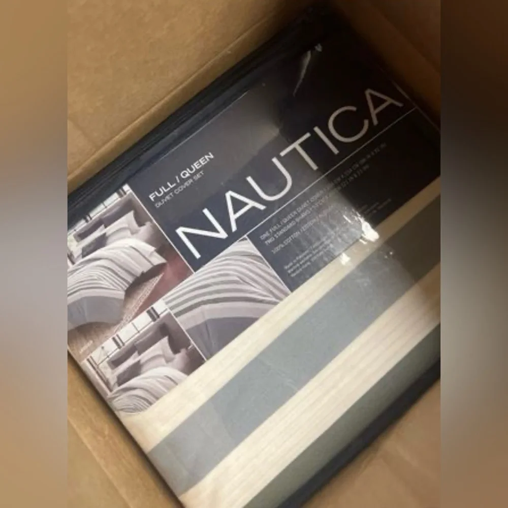 Nautica Lansier Cotton Grey Duvet Cover Set QUEEN
